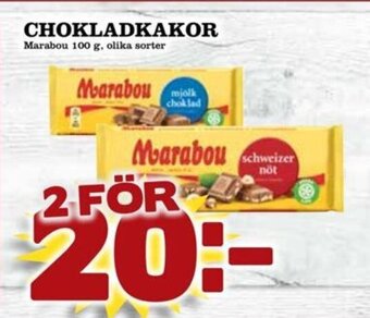 Matdax CHOKLADKAKOR Marabou 100 g erbjuda