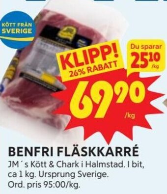 Ica Hajen Lagpris BENFRI FLÄSKKARRÉ erbjuda