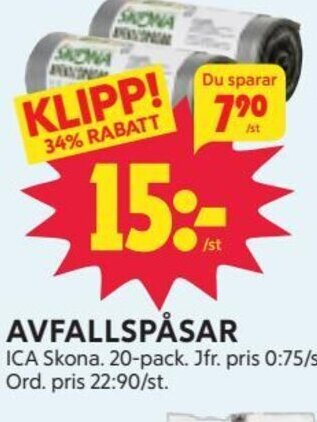 Ica Hajen Lagpris AVFALLSPÅSAR ICA erbjuda