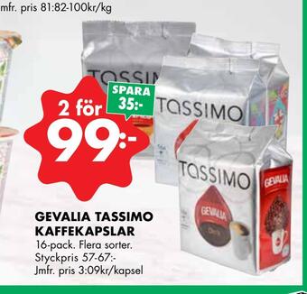 ÖoB Gevalia tassimo kaffekapslar erbjuda