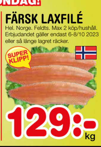 Nya Pulsen Färsk laxfilé erbjuda