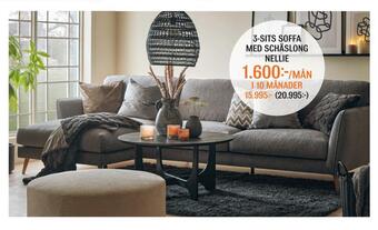 Mio 3-sits soffa med schäslong nellie erbjuda