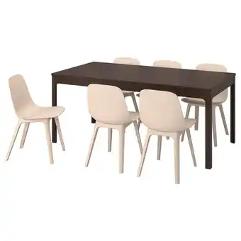 IKEA Ekedalen / odger bord och 6 stolar, mörkbrun/vit beige, 180/240 cm erbjuda