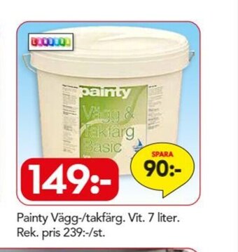 Bo Ohlsson Painty Vägg-/takfärg. Vit. 7 liter erbjuda