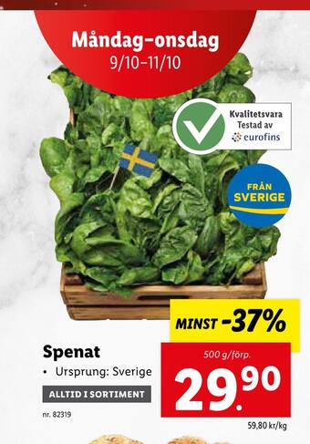 Lidl Spenat erbjuda