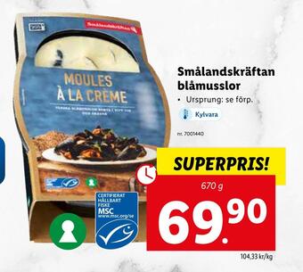 Lidl Smålandskräftan blåmusslor erbjuda