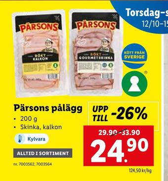 Lidl Pärsons pålägg erbjuda