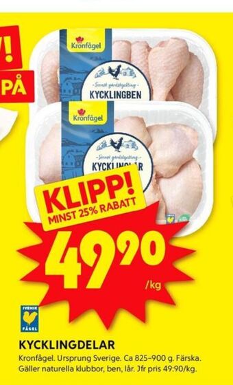 ICA Kvantum Kronfågel kycklingklubbor erbjuda