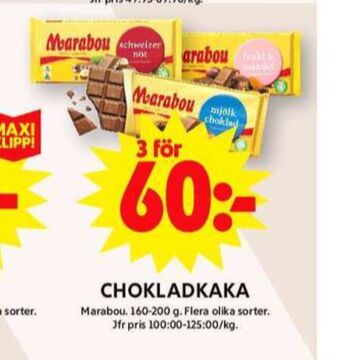 ICA Maxi Marabou chokladkaka frukt & mandel erbjuda