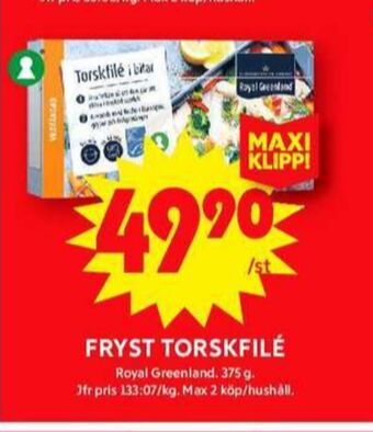 ICA Maxi Royal greenland torskfilé erbjuda