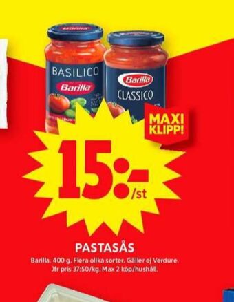 ICA Maxi Barilla pastasås erbjuda