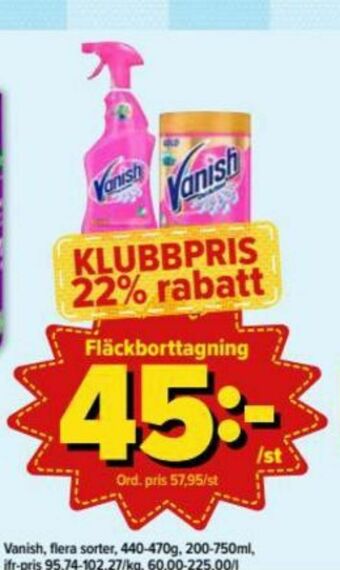 Östenssons Vanish Oxi Action Fläckborttagning erbjuda