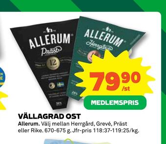 Coop Konsum Vällagrad ost erbjuda