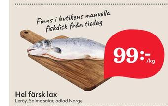Hemköp Hel färsk lax erbjuda