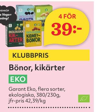 Hemköp Bönor, kikärter erbjuda