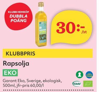 Hemköp Rapsolja erbjuda