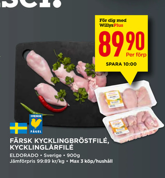 Willys Färsk kycklingbröstfilé, kycklinglårfilé erbjuda