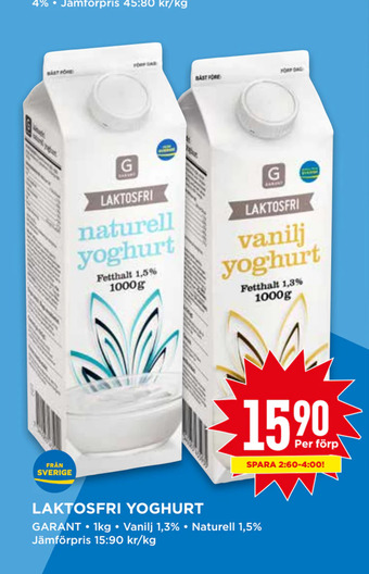 Willys Laktosfri yoghurt erbjuda