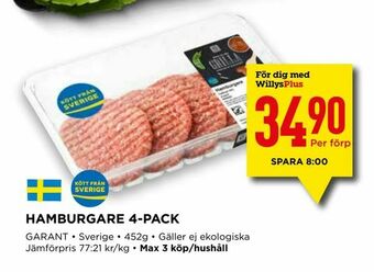 Willys Hamburgare 4-pack erbjuda