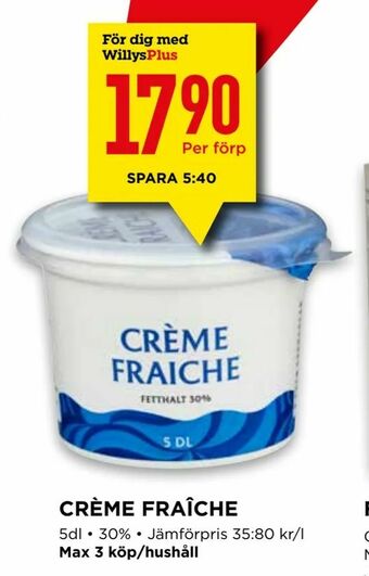 Willys Crème fraîche erbjuda