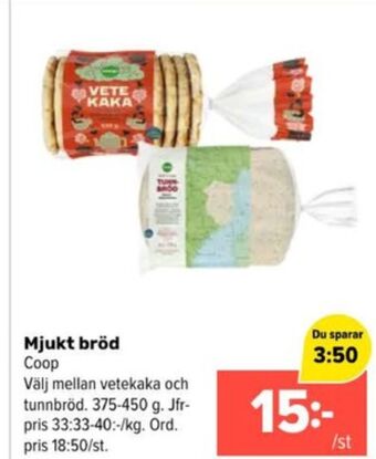 Coop Extra Coop tunnbröd erbjuda