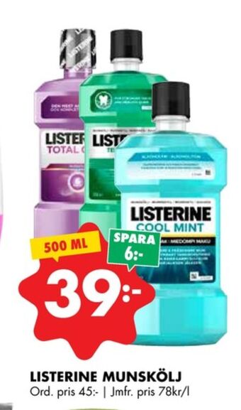 ÖoB Listerine munskölj erbjuda