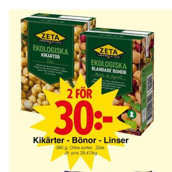Matöppet Zeta bönor erbjuda