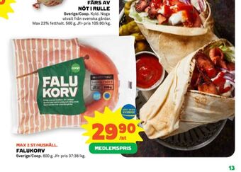 Stora Coop Coop falukorv erbjuda