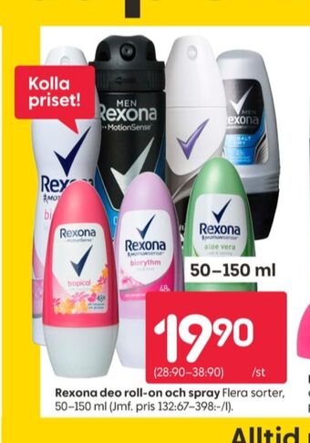 Rusta Rexona deodorant roll-on erbjuda