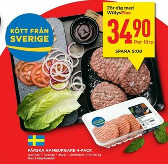 Willys Hemma Färska hamburgare 4-pack erbjuda