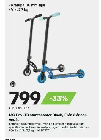 MG Pro LTD stuntscooter Black, Från 6 år och uppåt