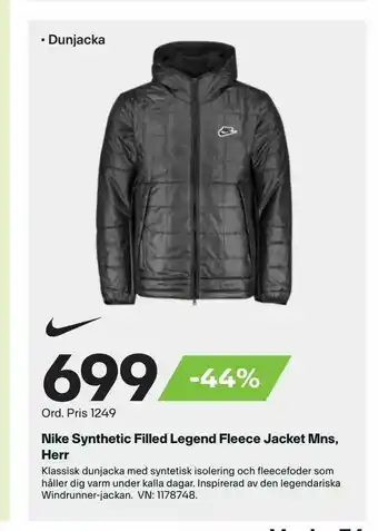 XXL Nike Synthetic Filled Legend Fleece Jacket Mns, Herr erbjuda
