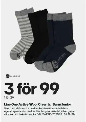 XXL Line One Active Wool Crew Jr, Barn/Junior erbjuda