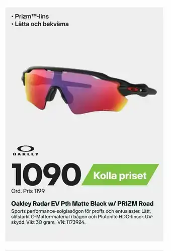 XXL Oakley Radar EV Pth Matte Black w/ PRIZM Road erbjuda