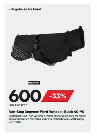 XXL Non-Stop Dogwear Fjord Raincoat, Black 40-90 erbjuda