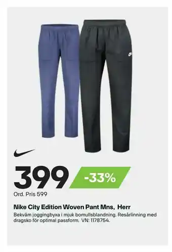 XXL Nike City Edition Woven Pant Mns, Herr erbjuda
