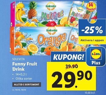Lidl SOLEVITA Funny Fruit Drink erbjuda