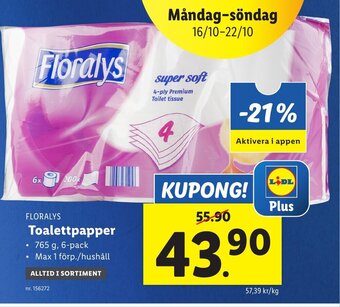 Lidl FLORALYS Toalettpapper erbjuda