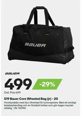 XXL S19 Bauer Core Wheeled Bag (jr) - 20 erbjuda