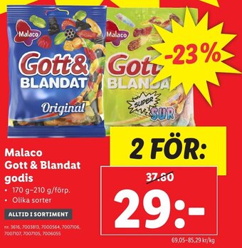Lidl Malaco Gott & Blandat godis erbjuda