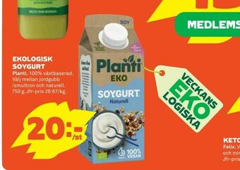 Coop Ekologisk soygurt erbjuda