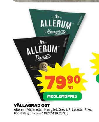 Stora Coop Vällagrad ost erbjuda