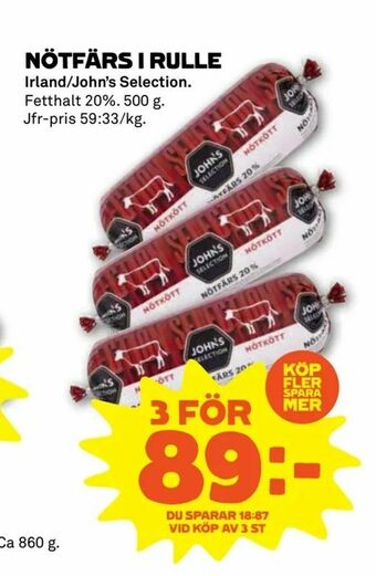 Stora Coop Nötfärs i rulle erbjuda