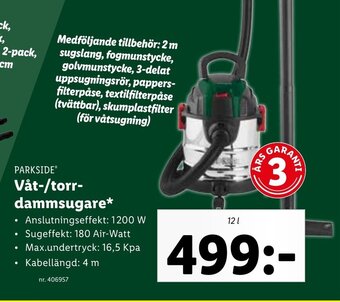 Lidl PARKSIDEⓇ Våt-/torr- dammsugare erbjuda