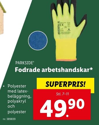 PARKSIDEⓇ Fodrade arbetshandskar