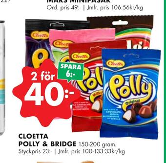 ÖoB Cloetta polly & bridge erbjuda