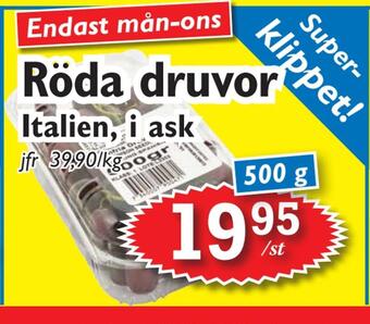 T-jarlen Röda druvor erbjuda