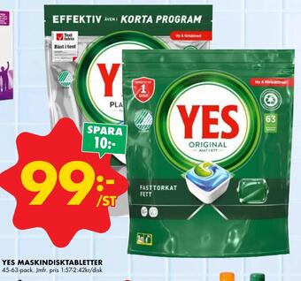 ÖoB Yes maskindisktabletter erbjuda