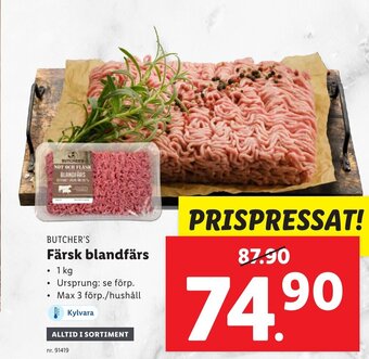 Lidl BUTCHER'S Färsk blandfärs erbjuda