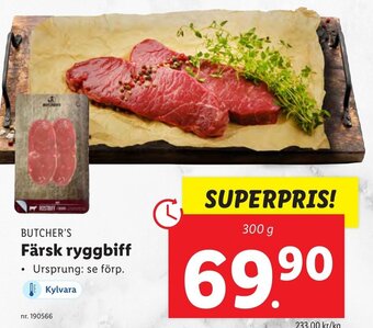 Lidl BUTCHER'S Färsk ryggbiff erbjuda